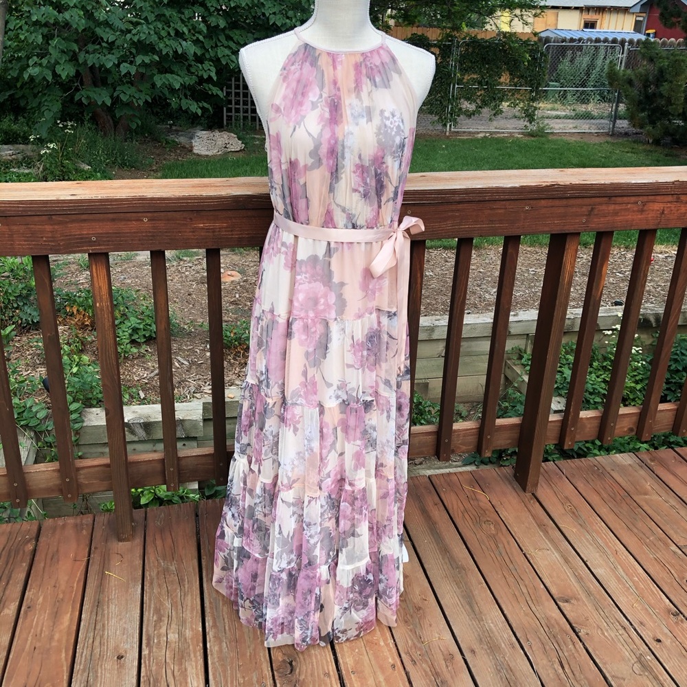 Candalite Petite Maxi Floral Pale Pink Dress, PL
